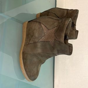 Miss Mooz New York Brown Leather Wedge Boots
